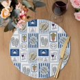 thumbnail image 3 of Summer Ocean Round 13 Inch Placemats Set of 4, Nautical Coastal Fish Food Wine Crab Navy Blue HeatResistant Non Slip Place Mats for Dining Table, Wipeable Braided Kitchen Table Mats for Housewarming, 3 of 9