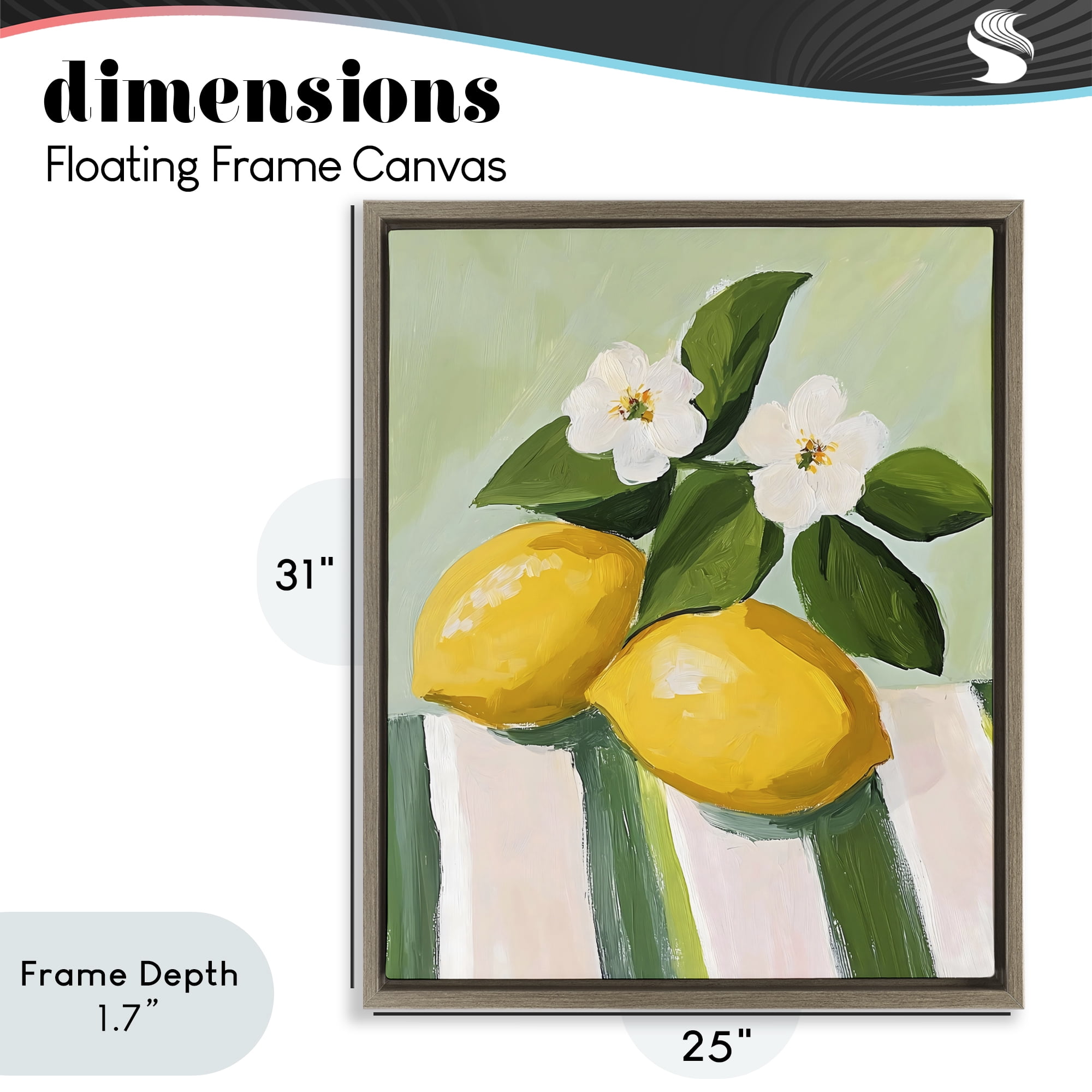 Stupell Industries Lemons And Daisies on Tablecloth Brown Framed Floater Canvas Wall Art, design by The Prints Vibe