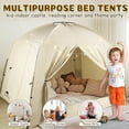 thumbnail image 2 of Bed Tents for Kids and Adult Portable 100% Breathable and 85% Blackout Toddler Dream Play Tent, 3 Doors Privacy Space Sleeping Canopy for Indoor Floor or Twin Full Queen Sizes Bed (Khaki,Queen- Size), 2 of 8