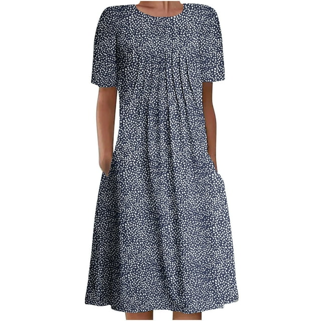 Pisexur Robe T-shirt Décontractée d'Été pour Femme, Col Rond, Manches Courtes, Style Bohème, Vacances, Fluide, Grande Taille, Robe Maxi