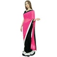 thumbnail image 7 of Atasi Women's Solid Pink Designer Georgette Saree With Unstitched Blouse Piece, 7 of 7