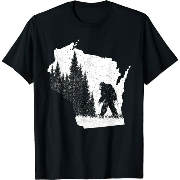 Wisconsin Bigfoot Pride Sasquatch Silhouette Forest Lovers T-Shirt