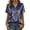 Blue, variant on Blouses for Women Dressy Floral Print Short-Sleeve Button-Down Shirts Spring Basic Collar Tops Trendy Outwear Gray L