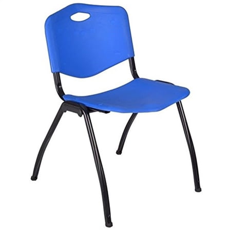 Stack Chairs (4 Pack) - Blue Plastic Seating, Lightweight Design, Metal Frame, Easy Storage