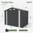 thumbnail image 5 of Aoxun 7.8’x 5.7’ Outdoor Storage Shed, Metal Garden Tool Shed with Lockable Door, Galvanized Steel Shed for Backyard, Lawn and Patio, Black, 5 of 7