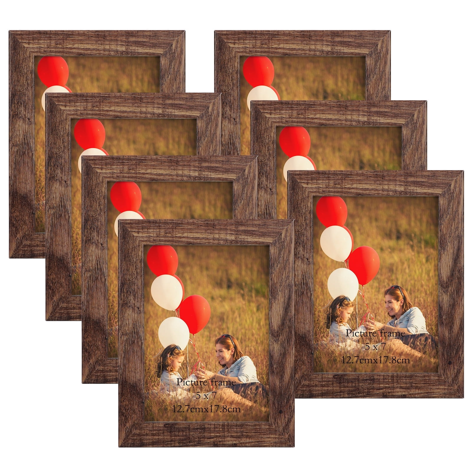 7-Pack Rustic 5x7 Picture Frames for Wall or Tabletop