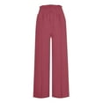 thumbnail image 4 of Tittly Wide Leg Pants Woman Baggy Pants Linen Pants Women Summer Wide Leg Pants Drawstring Elastic Waist Pants High Waisted Pants Casual Beach Trousers Comfy Pants Women Sweatpants Women Wine M, 4 of 5