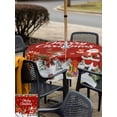 thumbnail image 4 of Outdoor Tablecloth with Umbrella Hole and Zipper, Red Christmas Square Table Cloth 54x54 Inch Waterproof Tablecloth, Santa Elk Gifts Snowflake Winter Xmas Tree Picnic Table Cover for Patio Camping, 4 of 7