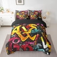 thumbnail image 3 of Homewish Cartoon Graffiti Twin Bedding Sets 7-Piece, Hip Hop Lover Bedding Comforter Set, Teens Kids Boys Girls Reversible Sheet Sets, Luxury Bedroom Decor, 3 of 8