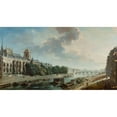 thumbnail image 2 of Nicolas Jean-Baptiste Raguenet 24x15 Gold Ornate Framed and Double Matted Museum Art Print Titled - The Archbishopric Palace, Seen from the Left Bank (1756), 2 of 4