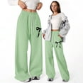 thumbnail image 5 of Girls Baggy Sweatpants Bow Straight Leg Lightweight Drawstring Pants with Pockets Spring Casual 4-16 Years Light Green 160, 5 of 8