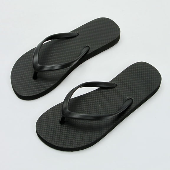 Avrnliq Womens Black PVC Flip Flops - Non-Slip Waterproof Lightweight Casual Sandals for Indoor Outdoor Beach Errands Daily Wear,Size 39