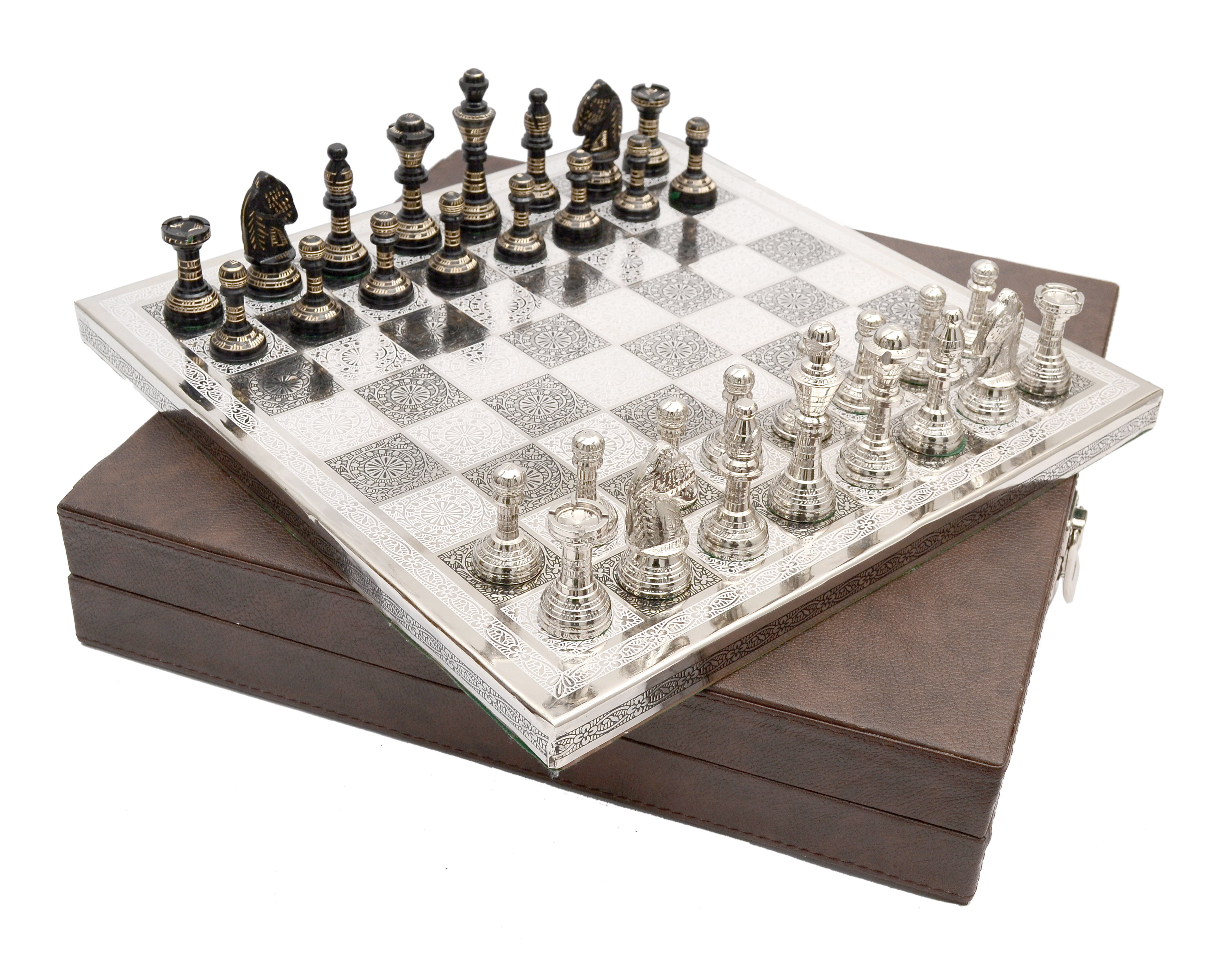 12"x12" Vintage Chess set Chess Board Made of 100%  Premium Brass For Adults 