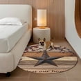 thumbnail image 2 of Texas Star Vintage Round Area Rug 8Ft Washable Large Circle Rugs for Living Room Dorm, Berry Dark Brown Wooden Non-Slip Carpet Floor Mats Indoor Outdoor Carpet Runner Aesthetic Home Decor, 2 of 8