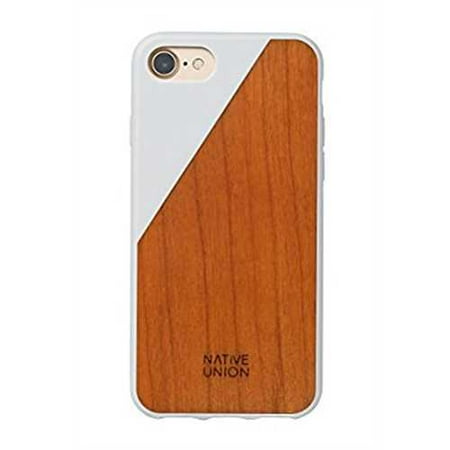 Cherry Real Wood - Refurbished Native Union CLIC Wooden Case for iPhone 7, iPhone 8 - Handcrafted Real Cherry Wood Drop-Proof Slim Cover with Screen Bumper Pro