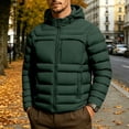 thumbnail image 2 of Mens Quilted Jackets Winter Plus Size Windproof Hooded Long Sleeve Solid Color Full Zipper Casual Daily Warm Comfortable Padded Jacket for Outdoor Sports, 2 of 6