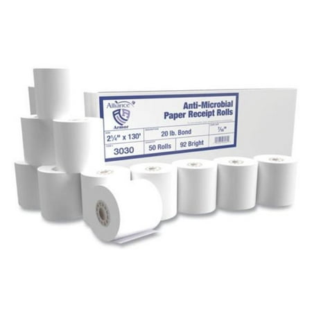 Armor Antimicrobial Receipt Roll Paper 2.25  x 130 Feet White 50 Per Carton 3030