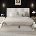 thumbnail image 2 of iPormis Queen Size Bed Frame with Lift up Storage & Wingback Headboard, Upholstered Velvet Bed Frame with Storage,  Hydraulic Storage,White, 2 of 9