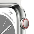 thumbnail image 3 of Restauré Apple Watch Série 8 (GPS + Cellulaire, 45mm) Boîtier en Acier Inoxydable Argent avec Bande de Sport Blanc - Excellent (Certifié Rénové), 3 of 5