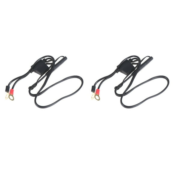 Worgeous 2pcs Motorcycle Battery Charging Cable Simple Practical Motorcycle Battery Charging Tool for Home Outdoor (12V Black)