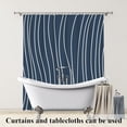 thumbnail image 2 of 72x72 Inch Dark Blue Stall Shower Curtains for Bathroom Minimalism White Stripe Farmhouse Bathtub Curtain Rustic Shabby Chic Extra Long Bath Curtain Decor Waterproof with Hooks, 2 of 6