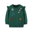 thumbnail image 3 of SGMVNU Girls Cartoon Pullover Sweatshirts Toddler Girl Long Sleeve Sweater Shirts Embroidery Crew Neck Ruffle Hem Tops for Kids(Size 90, Dark Green), 3 of 6