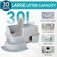 thumbnail image 4 of Enclosed Stainless Steel Litter Box with Lid, XL Extra Large Stainless Steel Cat Litter Box for Big Cats, High Sides Metal Litter Box, Anti-Leakage, Easy Cleaning, Odor-Resistant, with Scoop, 4 of 7