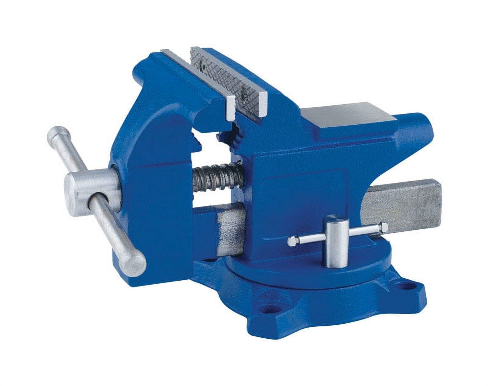 Irwin 4.5 in. Steel Workshop Bench Vise Blue Swivel Base