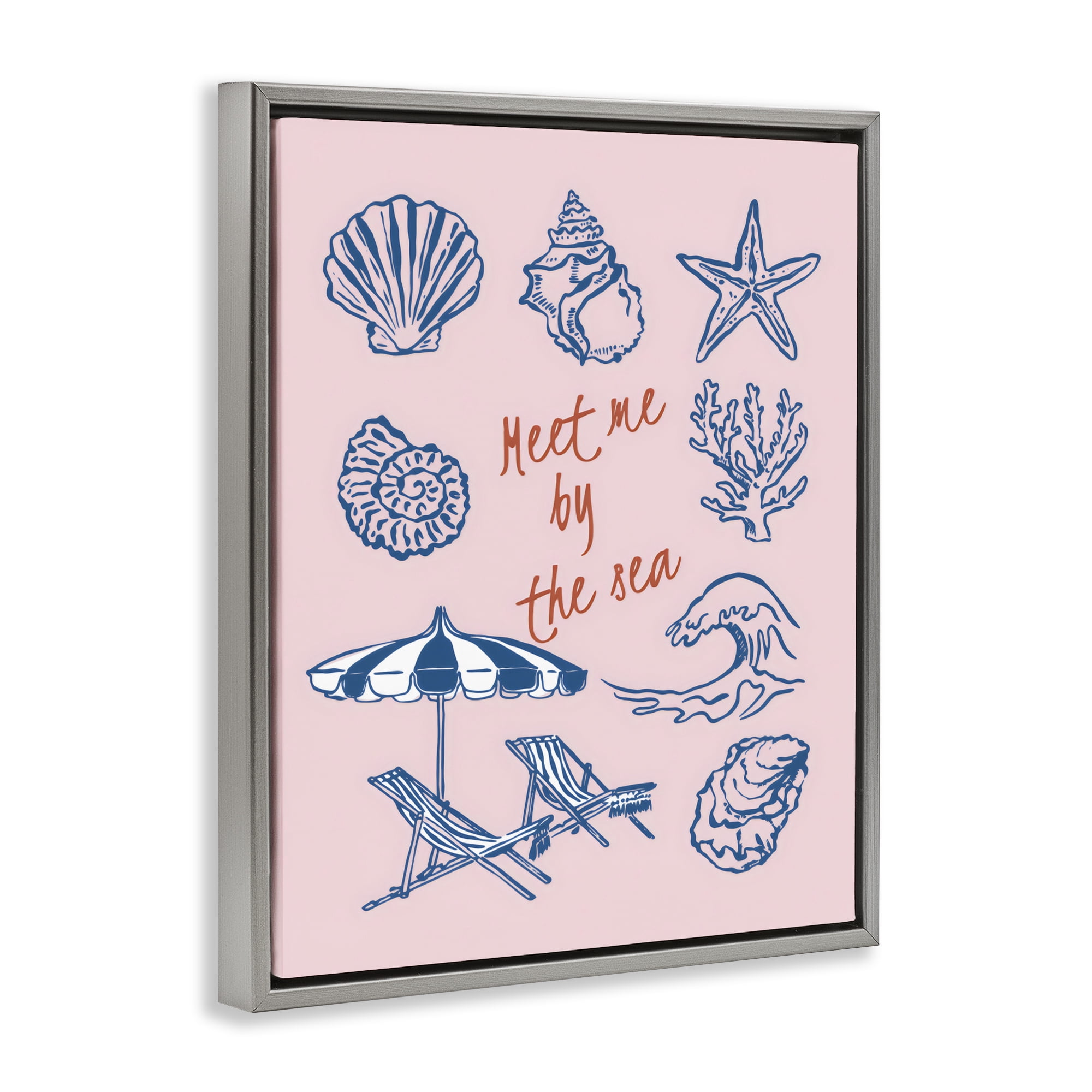 Stupell Industries Meet Me By The Sea Gray Framed Floater Canvas Wall Art, design by The Prints Vibe