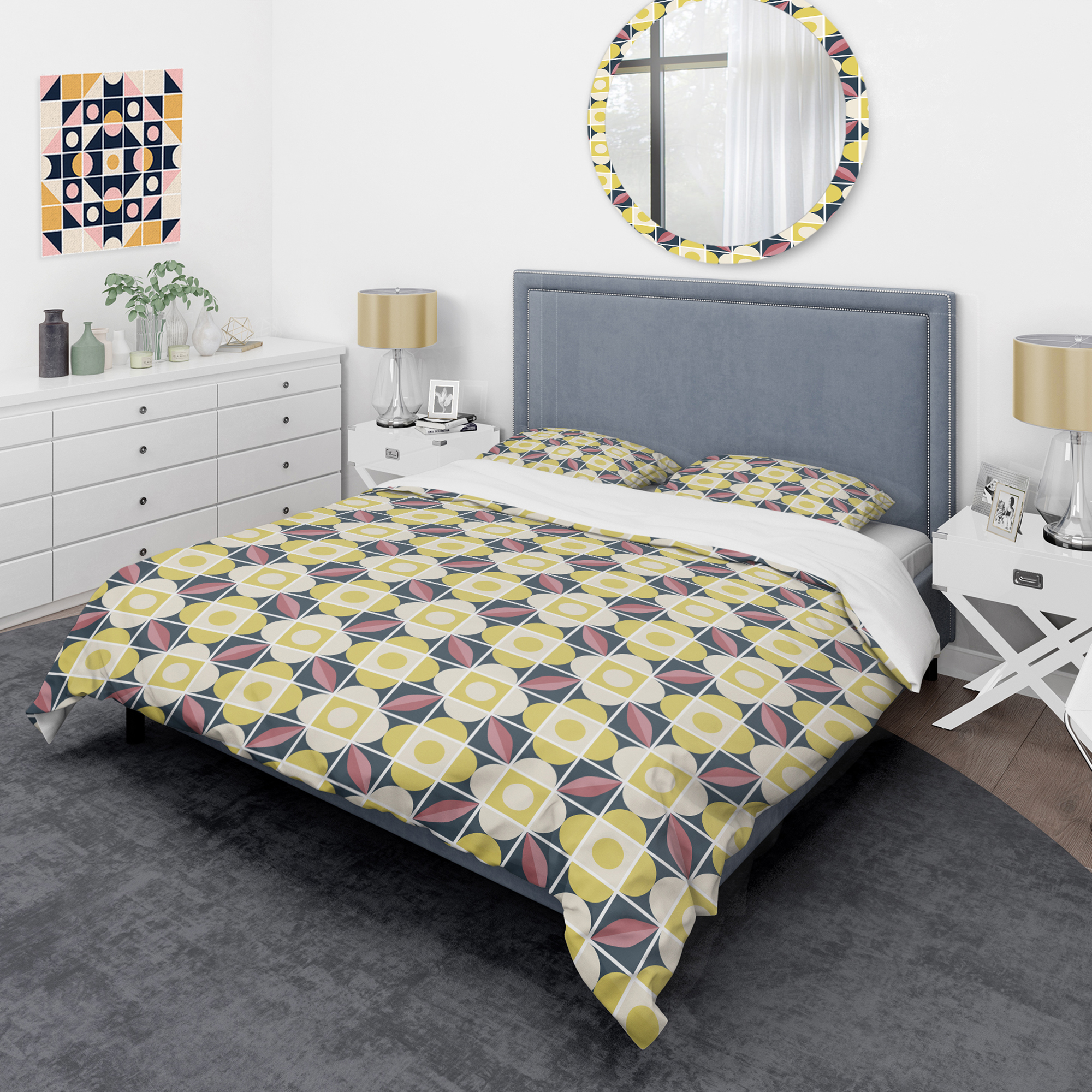 Designart 'retro pattern in mosaic style' Mid-Century Modern Duvet Cover Set