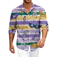 thumbnail image 2 of LNZGNM Mens Mardi Gras Carnival Shirt Lapel Mask Printed Button Up Shirts Big and Tall Long Sleeve T-Shirts Casual Carnival Tops,Light Purple 2XL, 2 of 6