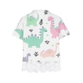 thumbnail image 4 of YLSDY Girls Summer Cute Dinosaur Printed T-Shirt Kids Short Sleeve Blouse O-Neck Lace Patchwork Tops White 130, 4 of 4