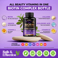 thumbnail image 3 of Biotin | Collagen | Keratin - Clinically Tested Supplement - Hair Growth Support, Skin & Nails - 25000 mcg Vitamins B2, B3, B6 & B7 + B1 & Hyaluronic Acid - Made in USA - Women & Men | 60 Capsules, 3 of 9