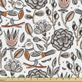 thumbnail image 1 of Floral Fabric by the Yard, Colorful Birds Leaves Tulips Motif Illustration on Plain Backdrop, Decorative Upholstery Fabric for Chairs & Home Accents, White Multicolor by Ambesonne, 1 of 5