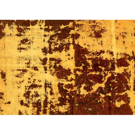 Ahgly Company Machine Washable Indoor Rectangle Abstract Yellow Modern Area Rugs, 2' x 5'