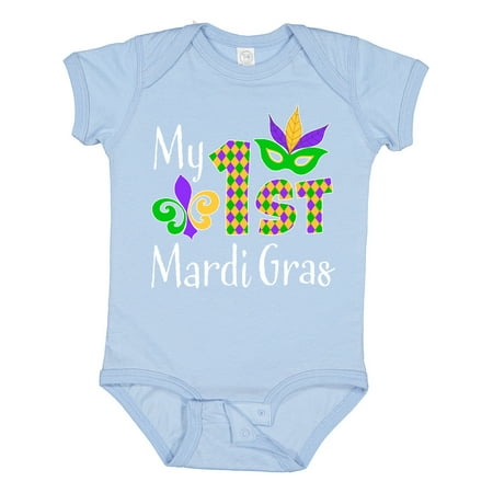 

Inktastic My 1st Mardi Gras with Mask Gift Baby Boy or Baby Girl Bodysuit