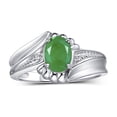 thumbnail image 1 of RYLOS Rings for Women Sterling Silver Swirl Z Ring 7X5MM Oval Gemstone &  Diamond Rings May Emerald Jewelry Size 10, 1 of 7