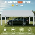 thumbnail image 2 of Walsunny 10x20 ft Carport with 4 Sandbags Heavy Duty Car Canopy with Roll-up Windows Portable Garage with Removable Sidewalls & Doors White, 2 of 11