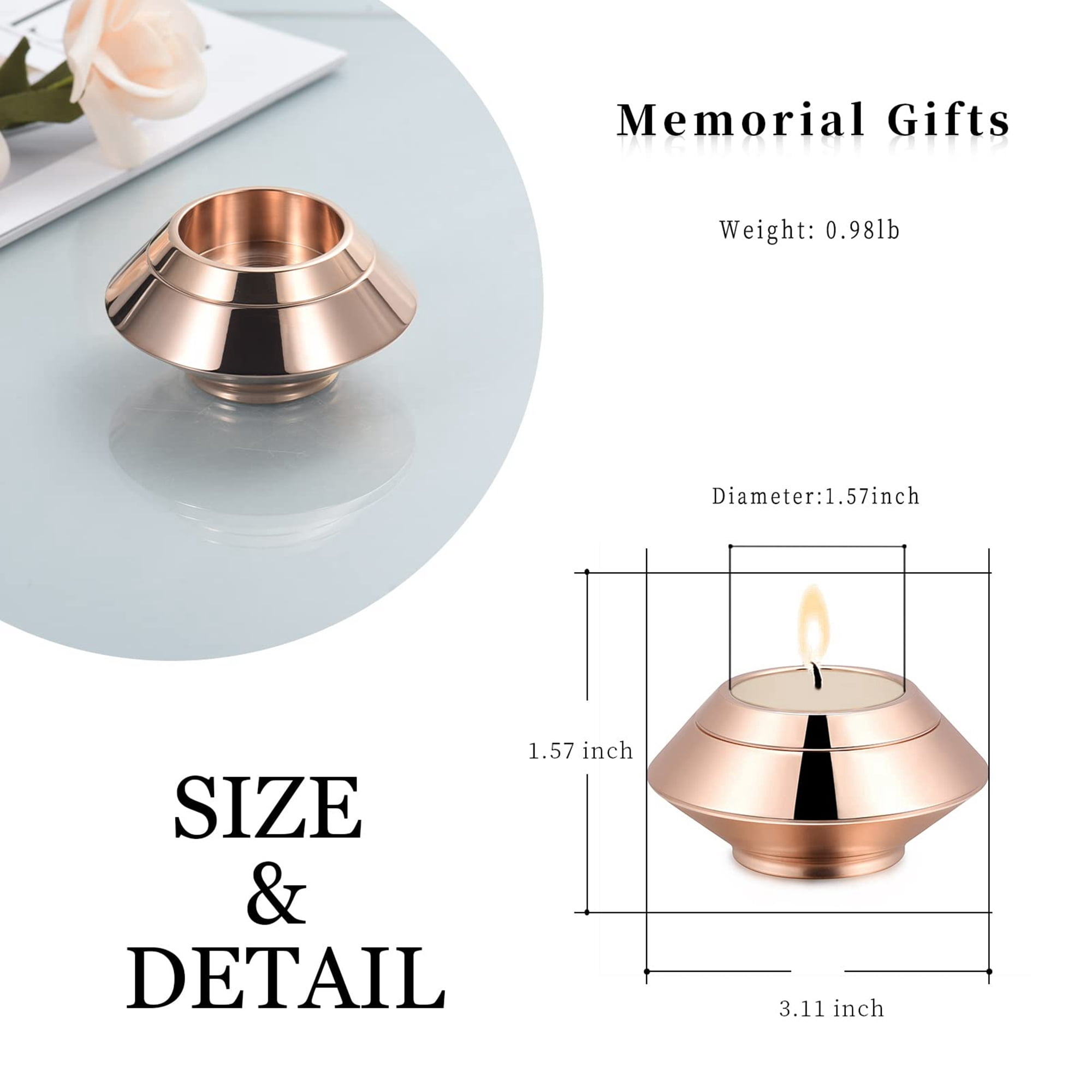Cremation Urns for Ashes Stainless Steel Candle Ash Holder Keepsake Urn for Ashes Mini Funeral Urns for Human Ashes/Pet Ashes