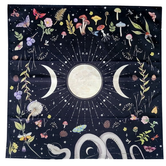 Zhuge Nappe d'Autel 25*25 Pouces Nappe Carrée Fournitures de Tarot Sorcellerie (Noir)