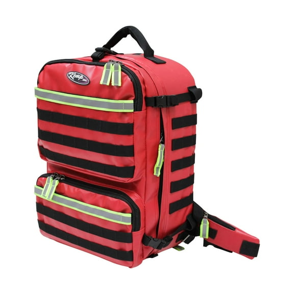 20" Red, Black, and Green Outdoor Kemp USA Fluid-Resistant Rescue and Tactical EMS Bag