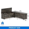 thumbnail image 4 of Dextrus L-Shaped Wood Farmhouse Storage Chest, Corner Dining Breakfast Bench with Hidden Storage, Black Oak, 4 of 10