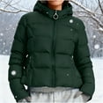 thumbnail image 4 of Itsame Puffer Coats for Womens Winter Jackets Hood Solid Color Casual Zipper Cotton for Women Waterproof Jacket Green Size 3XL, 4 of 9