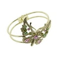 thumbnail image 4 of 1928 Jewelry Classic Peridot Olivine Green & Light Rose Pink Crystal Butterfly Hinge Cuff Bracelet, 4 of 4