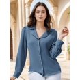 thumbnail image 4 of Weardear Women's Long Sleeve V Neck Tops Button Down Collared Work Business Blouses Casual Shirt, 4 of 6