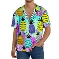 thumbnail image 2 of Picia Graffiti Pineapples Men's Linen Shirts Short Sleeve Cuban Beach Shirts Casual Shirts Button Down Shirt for Men Beach Summer Wedding Shirt-3X-Large, 2 of 7
