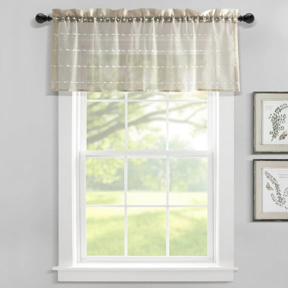 Lush Decor Farmhouse Textured Sheer Valance - Beige - 18 x 52