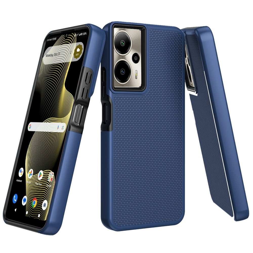 Xpression Phone Case For AT&T Motivate Pro 5G Dual Layer Heavy-Duty Hybrid Rugged Case Rugged Texturized TPU & PC Shockproof Silicone Military Grade Cover, Blue