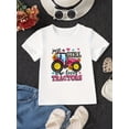 thumbnail image 1 of Just A Girl Who Loves Tractors" - Girls' Pink Short-Sleeve Knit Tee with Tractor Graphic, Casual Crew Neck, Machine Washable, Soft & Stretchy Fabric for Summer, 1 of 5