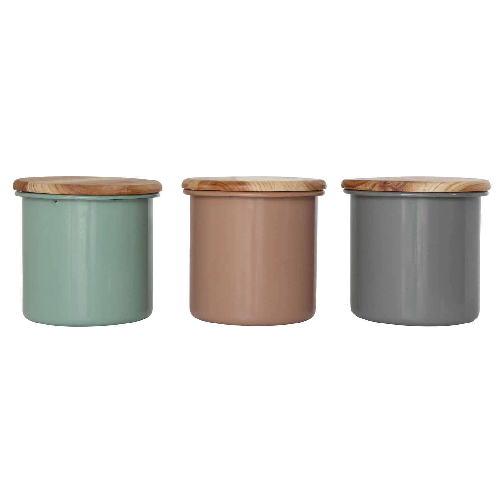 3R Studios Round Enameled Container with Wood Lid - Set of 3 - Walmart.com